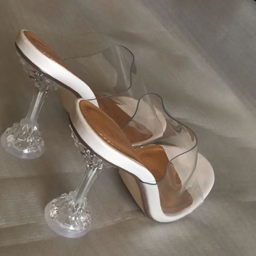 Glass transparent heels hotsell